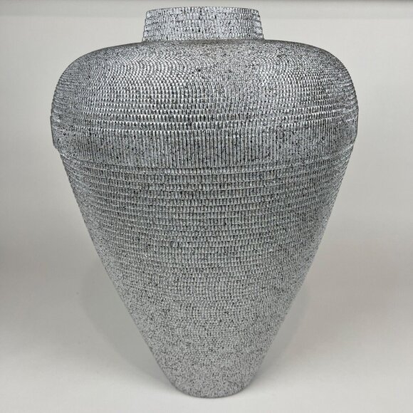 Handcrafted Flute Chicago Textured Gray Vase - Unique Modern Design & Durable Ma - Picture 1 of 7